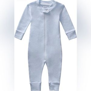 Owlivia Pure Organic Light Blue Zip Romper/Footie Size 6-12months